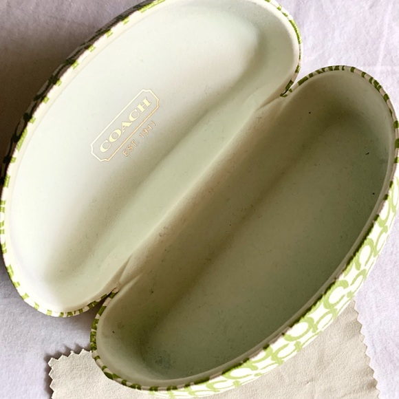 Authentic Coach White Green Logo Sunglasses Case - Picture 2 of 5